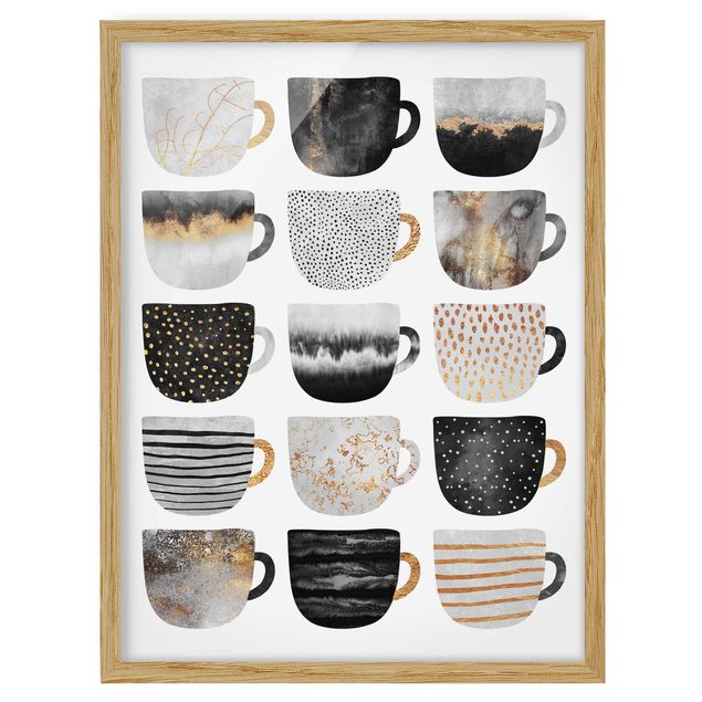 Billeder kunsttryk Golden Mugs Black White