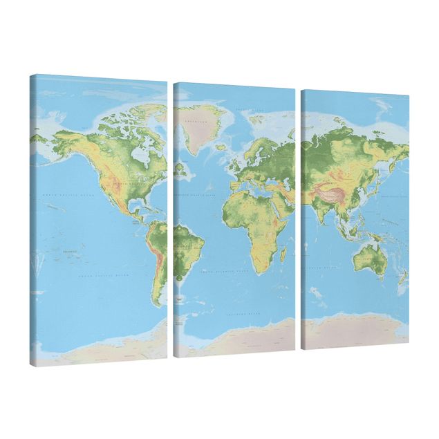 Billeder på lærred verdenskort Physical World Map