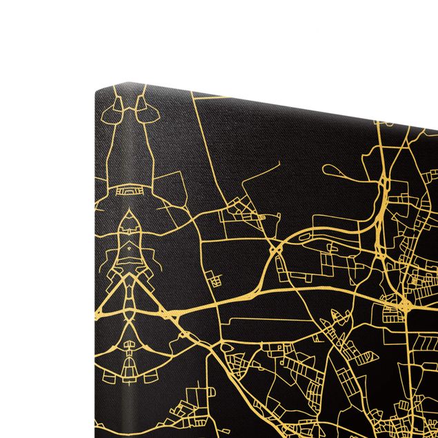 Lærredsbilleder Hannover City Map - Classic Black