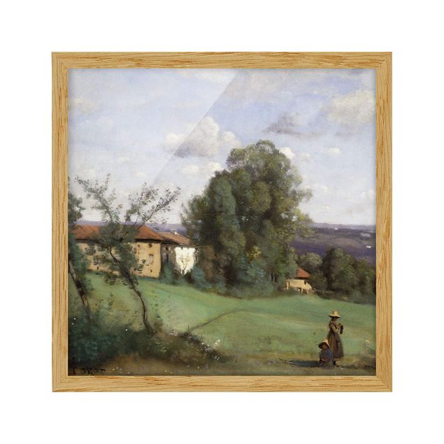 Indrammede plakater landskaber Jean-Baptiste Camille Corot - A Farm in Dardagny