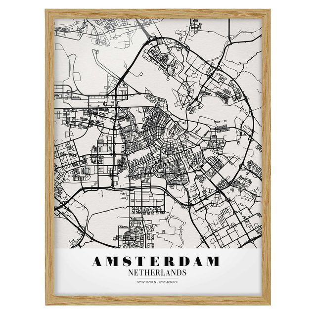 Indrammede plakater ordsprog Amsterdam City Map - Classic