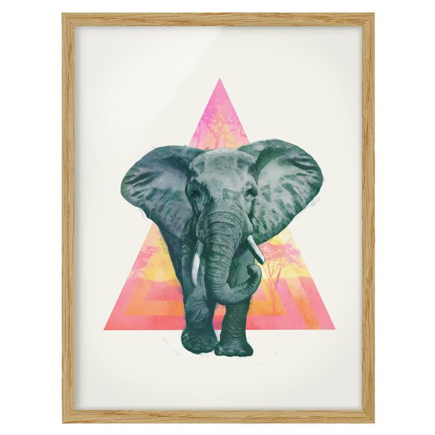 Billeder kunsttryk Illustration Elephant Front Triangle Painting
