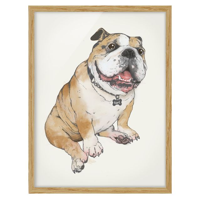 Billeder kunsttryk Illustration Dog Bulldog Painting