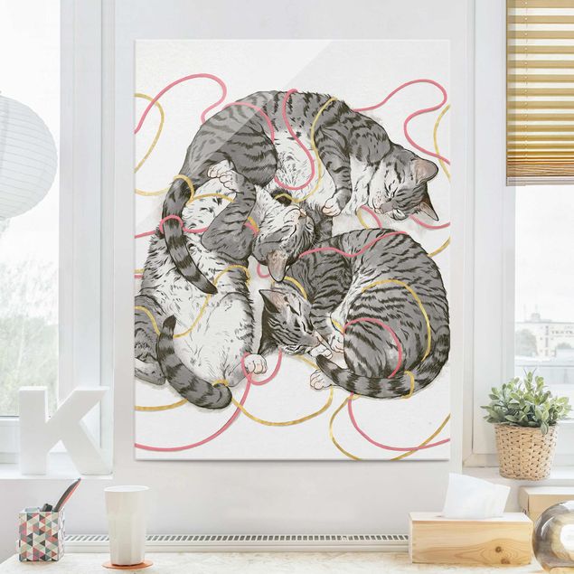 Billeder Illustration Grey Cat Painting