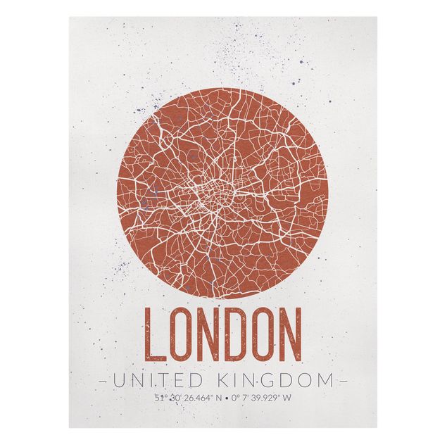 Billeder på lærred verdenskort City Map London - Retro