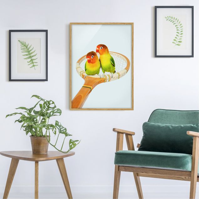 Indrammede plakater dyr Tennis With Birds