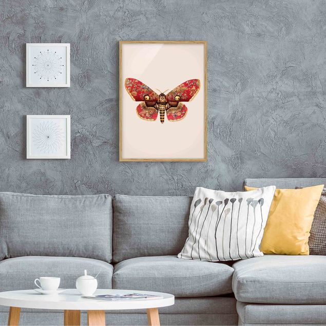 Indrammede plakater dyr Vintage Moth