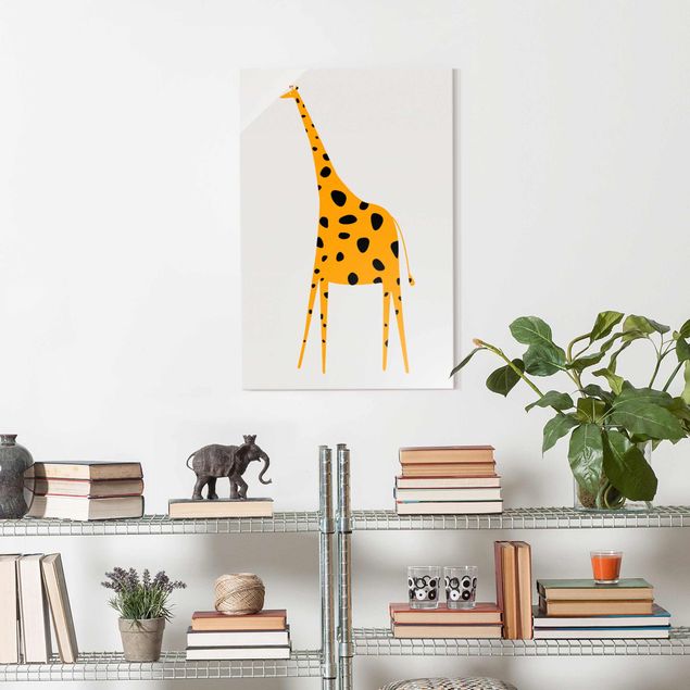 Glasbilleder dyr Yellow Giraffe