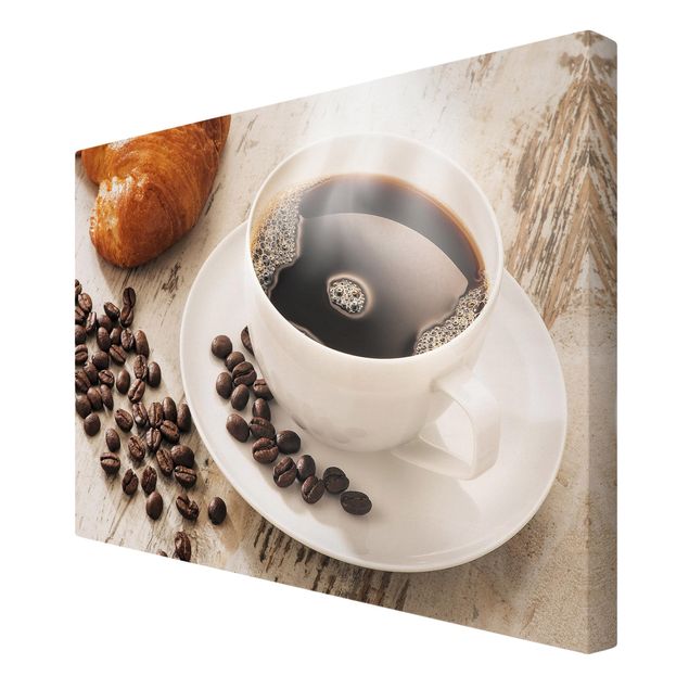 Billeder på lærred Steaming coffee cup with coffee beans