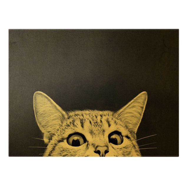Billeder kunsttryk Illustration Cat Black And White Drawing