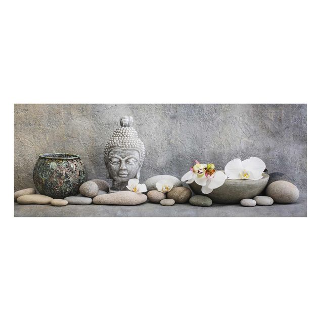 Billeder kunsttryk Zen Buddha With White Orchids