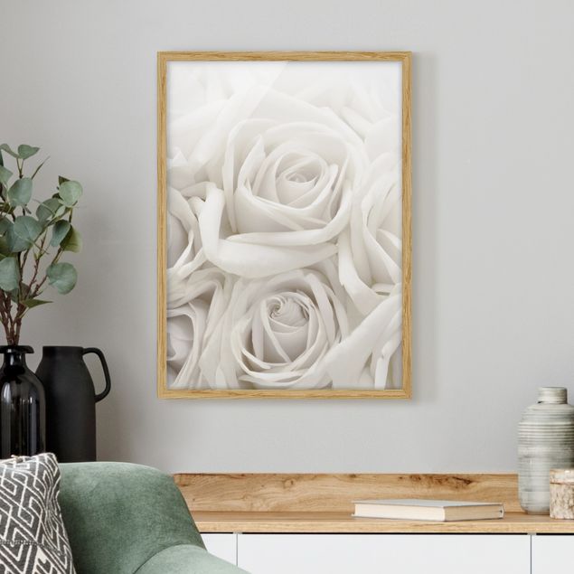 Indrammede plakater blomster White Roses