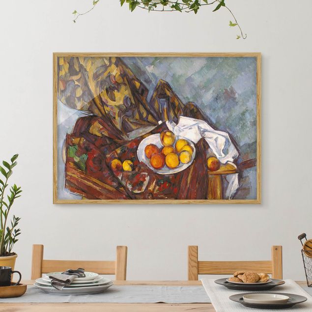 køkken dekorationer Paul Cézanne - Still Life, Flower Curtain, And Fruits