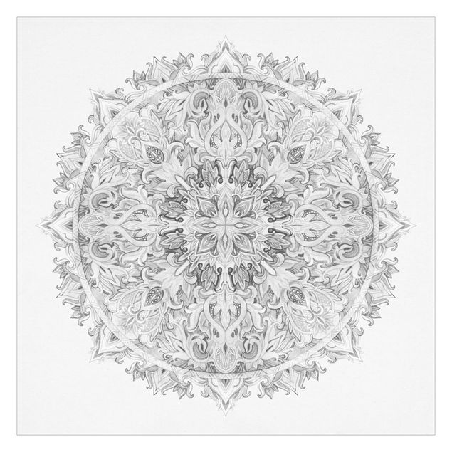 Tapet Mandala Watercolour Ornament Black And White