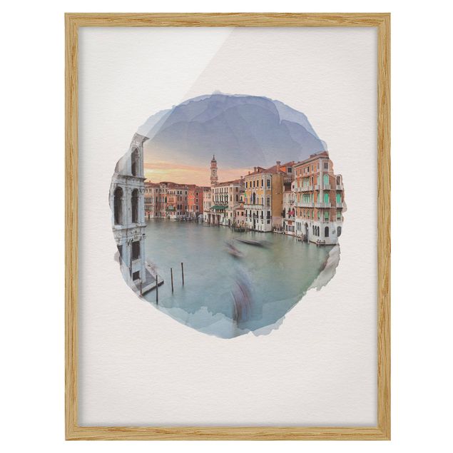 Billeder moderne WaterColours - Grand Canal View From The Rialto Bridge Venice