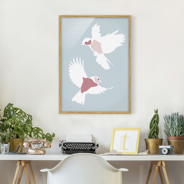 Kunst stilarter Line Art Pigeons Pastel