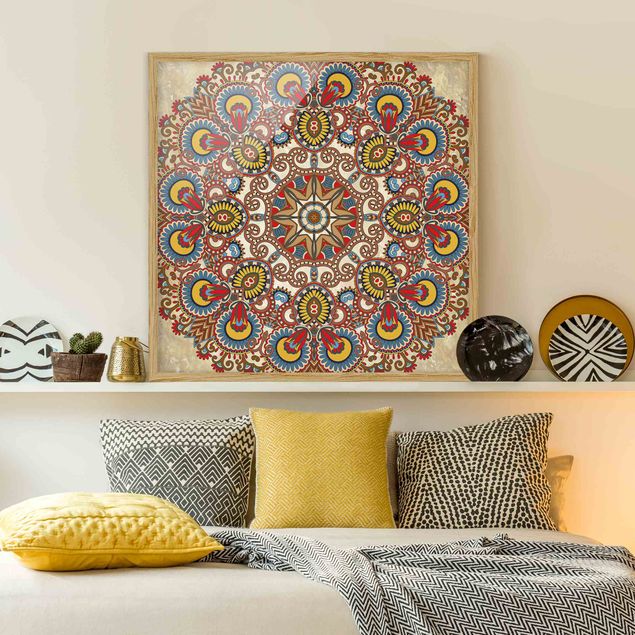 Indrammede plakater abstrakt Coloured Mandala