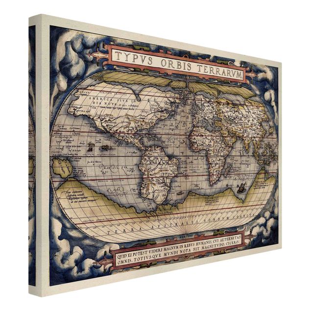 Billeder på lærred vintage Historic World Map Typus Orbis Terrarum