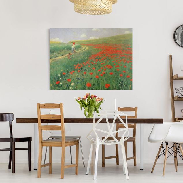 Billeder på lærred valmuer Pál Szinyei-Merse - Summer Landscape With A Blossoming Poppy