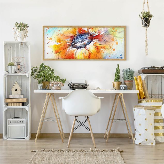 Indrammede plakater blomster Painted Sunflower
