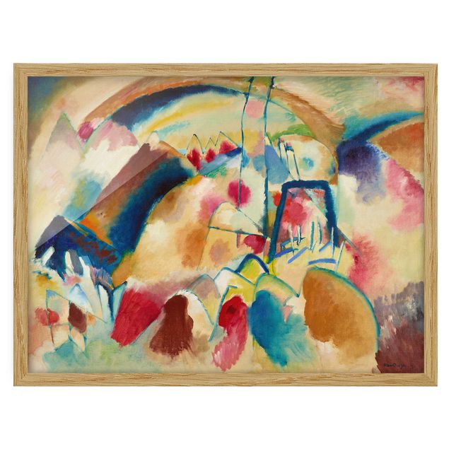 Indrammede plakater abstrakt Wassily Kandinsky - Landscape With Church (Landscape With Red Spotsi)