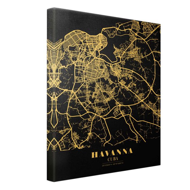 Billeder Havana City Map - Classic Black