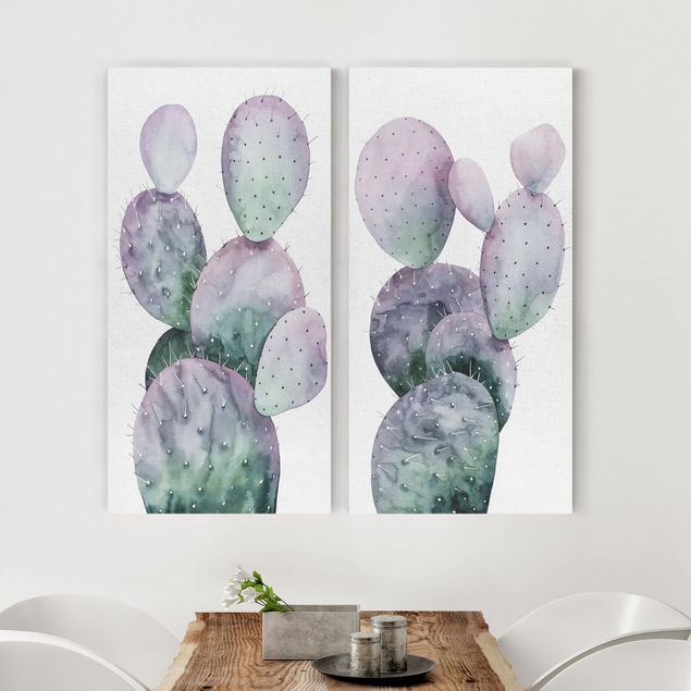 køkken dekorationer Cactus In Purple Set I