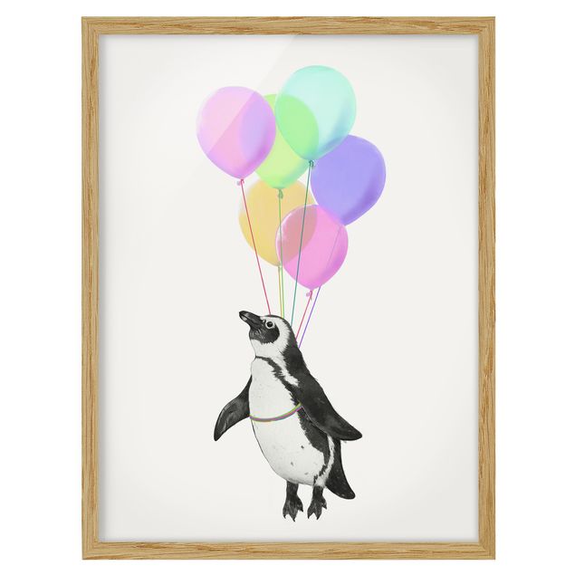 Billeder moderne Illustration Penguin Pastel Balloons