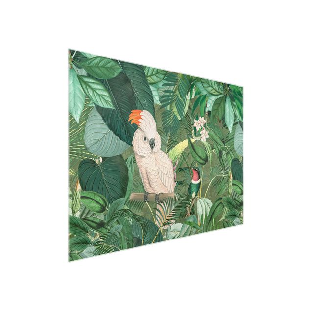 Billeder blomster Vintage Collage - Kakadu And Hummingbird