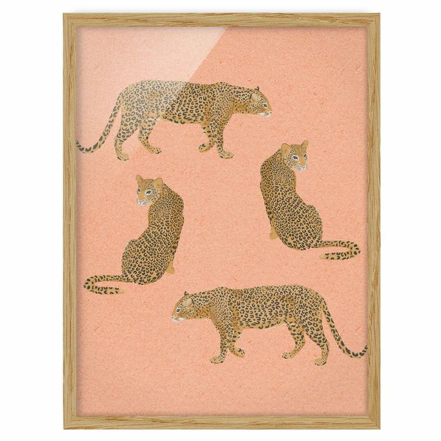 Billeder kunsttryk Illustration Leopard Pink Painting