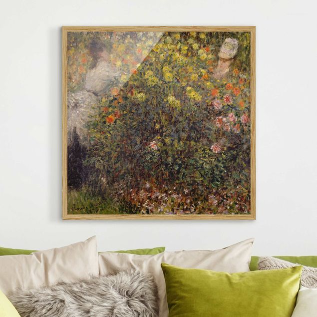 køkken dekorationer Claude Monet - Two Ladies in the Flower Garden