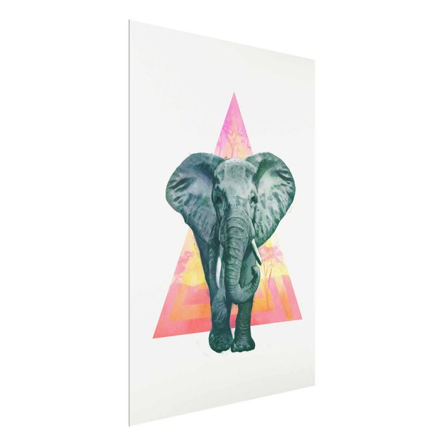 Glasbilleder dyr Illustration Elephant Front Triangle Painting