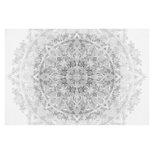 Tapet Mandala Watercolour Ornament Pattern Black White