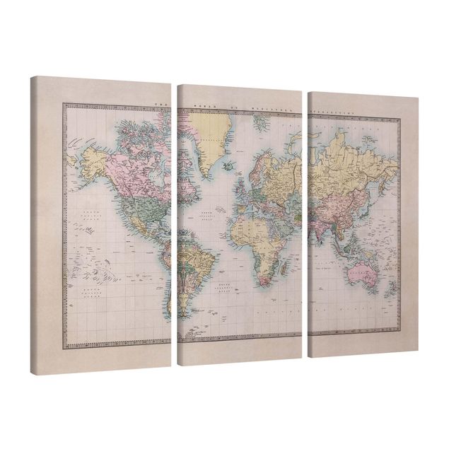 Billeder på lærred verdenskort Vintage World Map Around 1850