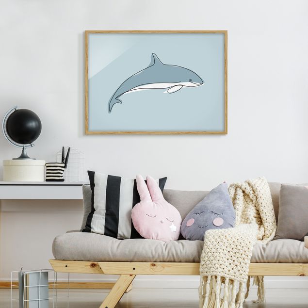 Billeder fisk Dolphin Line Art
