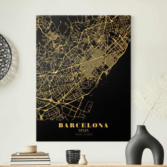 Billeder arkitektur og skyline Barcelona City Map - Classic Black