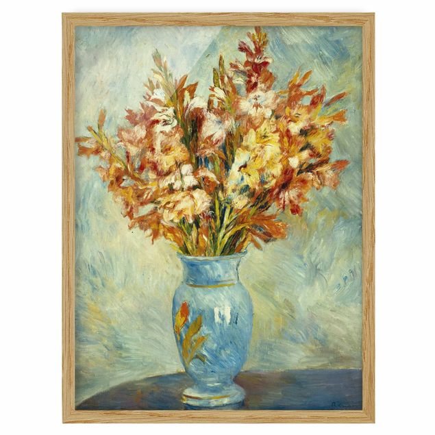 Indrammede plakater blomster Auguste Renoir - Gladiolas in a Blue Vase