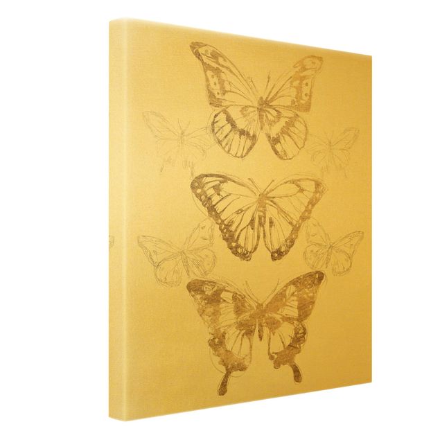 Billeder på lærred Butterfly Composition In Gold II