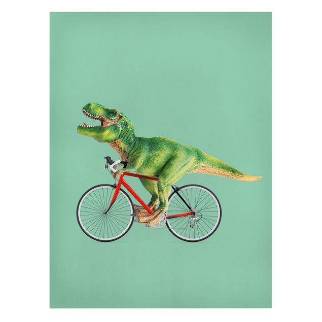 Billeder på lærred dyr Dinosaur With Bicycle