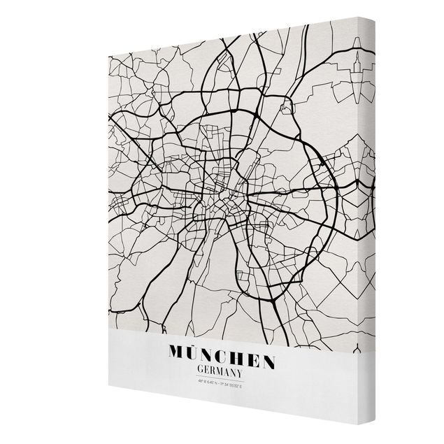 Billeder sort og hvid Munich City Map - Classic