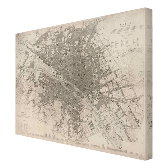 Billeder på lærred verdenskort Vintage Map Paris