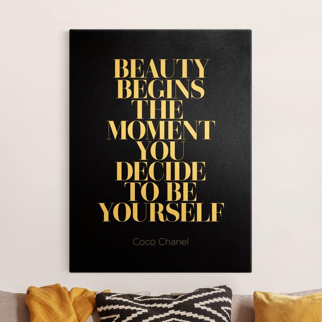Billeder på lærred ordsprog Be yourself Coco Chanel Black