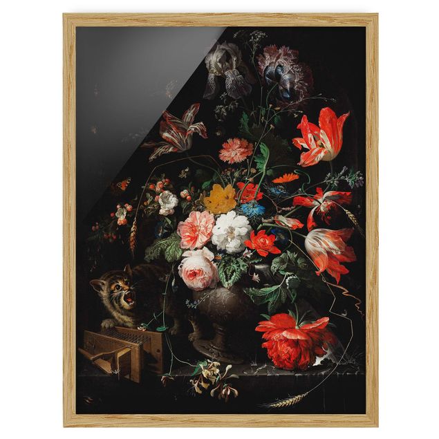 Indrammede plakater blomster Abraham Mignon - The Overturned Bouquet