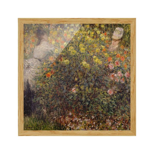 Indrammede plakater blomster Claude Monet - Two Ladies in the Flower Garden