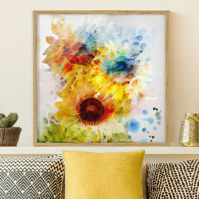 Billeder solsikker Watercolour Flowers Sunflowers