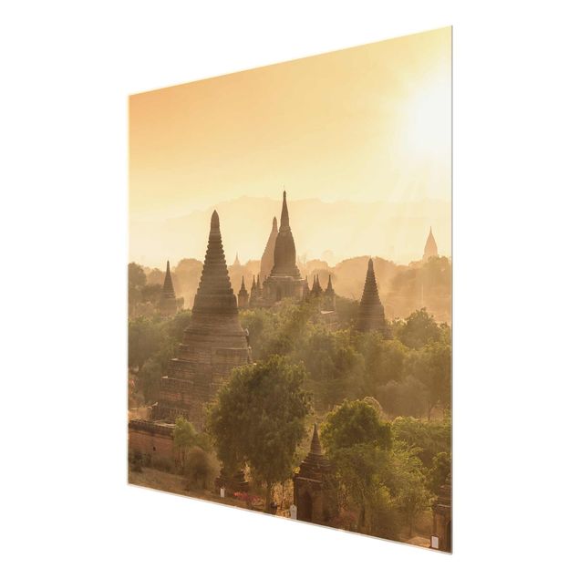 Glasbilleder arkitektur og skyline Sun Setting Over Bagan
