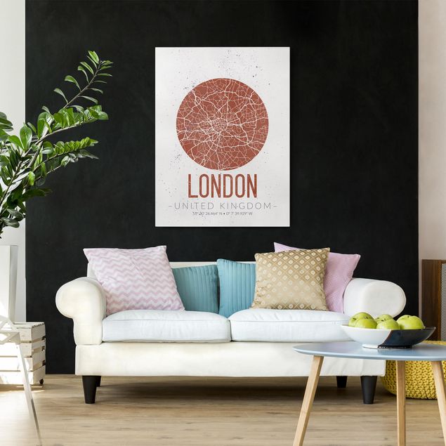 Billeder på lærred London City Map London - Retro