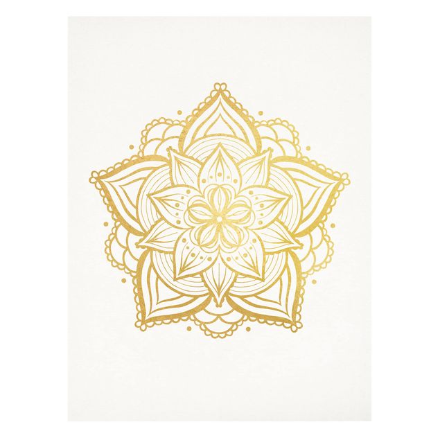 Billeder Mandala Flower Illustration White Gold