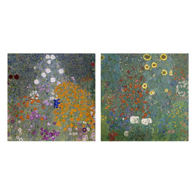 Billeder blomster Gustav Klimt - The Green Garden