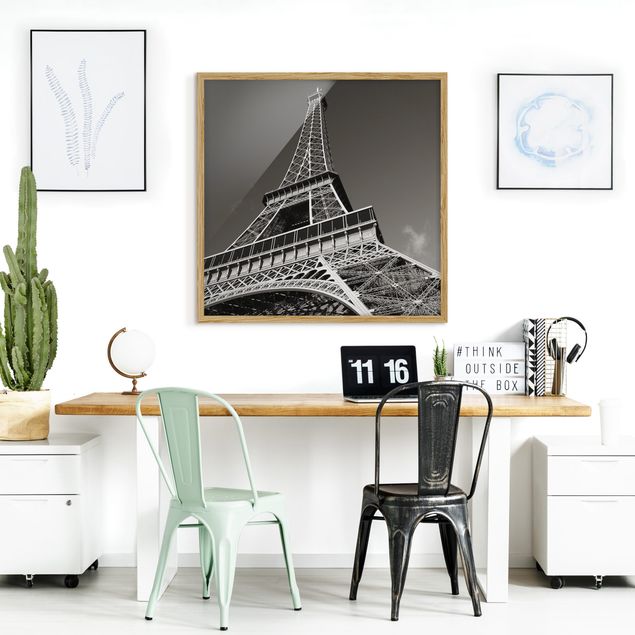 Indrammede plakater sort og hvid Eiffel tower